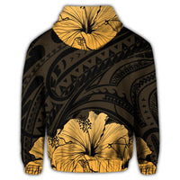 Royal Hibiscus Polynesian Tribal Golden Zip Hoodie - Polynesian Pride