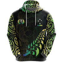 Maori Lion Rugby Hoodie Green Customized - Polynesian Pride