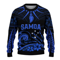 (Custom Personalised) Samoa Tatau Sweater Blue Polynesian Ula Nifo LT13 Unisex Blue - Polynesian Pride