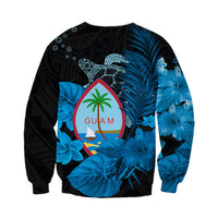 Guam Seal Sweatshirt Polynesian Turtle with Flowers Version Blue LT13 - Polynesian Pride