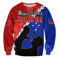 Happy Samoan Fathers Day Sweatshirt Hibiscus Mix Polynesian Pattern LT14 - Polynesian Pride