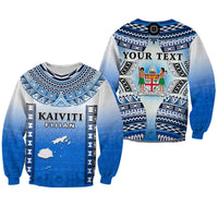 Custom Text And Number Fiji Sweatshirt Kaiviti Fijian Special Tapa Pattern LT14 Unisex Blue - Polynesian Pride