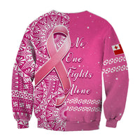 Tonga Breast Cancer Sweatshirt Tongan Ngatu Pattern No One Fights Alone LT14 - Polynesian Pride