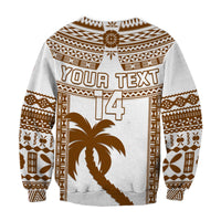 Custom Text And Number Fiji Rugby Sweatshirt Pacific The Bati Brown Fijian Tapa LT14 - Polynesian Pride