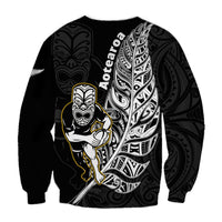 New Zealand Silver Fern Rugby Sweatshirt All Black Maori Version Black LT14 - Polynesian Pride