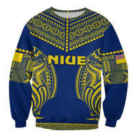 Niue Sweatshirt Hiapo Mix Polynesian Happy Constitution Day LT14 Unisex Blue - Polynesian Pride