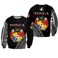 Tonga Sweatshirt Tongan Pattern Blithesome Version Black LT13 Unisex Black - Polynesian Pride