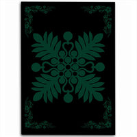 Hawaiian Quilt Maui Plant And Hibiscus Pattern Area Rug - Sacramento Black - AH Sacramento - Polynesian Pride