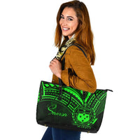 Samoa Leather Tote - Green Color Cross Style Black - Polynesian Pride