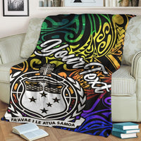 Samoa Custom Personalised Premium Blanket - Rainbow Polynesian Pattern - Polynesian Pride