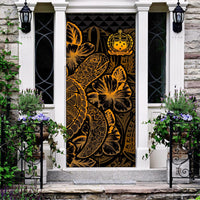 Samoa Door Cover Turtle Hibiscus Gold Gold - Polynesian Pride