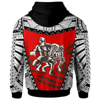 Samoa Zip up Hoodie Samoan Legend Tiitii God of Earthquake Wrestling Red - Polynesian Pride