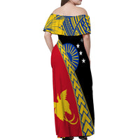 PNG Hibiscus Tribal Pattern Off Shoulder Long Dress - Sandaun Province LT7 - Polynesian Pride