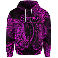 Custom Scorpio Zodiac Polynesian Zip Hoodie Unique Style Pink LT8 - Polynesian Pride