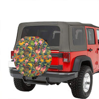 Seamless Tropical Flower Plant And Leaf Pattern Hawaii Spare Tire Cover - Polynesian Pride