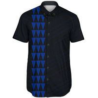 Hawaii Kakau Polynesian Three Turtle Map Short Sleeve Shirt - Blue - Polynesian Pride