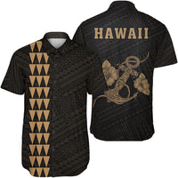 Hawaii Kakau Polynesian Anchor Short Sleeve Shirt - Gold Unisex Gold - Polynesian Pride