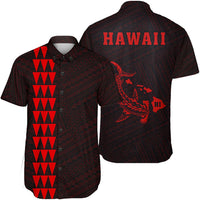 Hawaii Kakau Polynesian Hammerhead Shark Short Sleeve Shirt - Red Unisex Red - Polynesian Pride