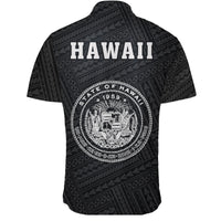 Hawaii Kakau Polynesian Coat Of Arms Short Sleeve Shirt - White - Polynesian Pride