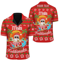 (Personalized) Hawaiian Santa Claus Mele Kalikimaka Shirt - Aviv Style - Red - AH Unisex Red - Polynesian Pride
