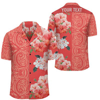 (Personalized) Hibiscus Flowers Polynesian - Hawaiian Shirt - Orange - Curtis Style Unisex Orange - Polynesian Pride