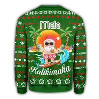Hawaiian Santa Claus Mele Kalikimaka Christmas Sweatshirt - Green - Aviv Style - AH - Polynesian Pride