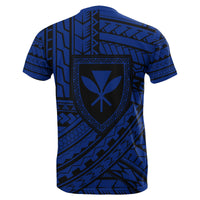 Hawaii Coat of Arms Polynesian T Shirt Blue Quarter Style - Polynesian Pride
