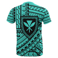 Hawaii Coat of Arms Polynesian T Shirt Turquoise Quarter Style - Polynesian Pride