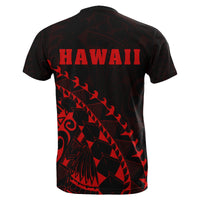 Hawaii Coat of Arms T Shirt ( Red) Turtle Style - Polynesian Pride