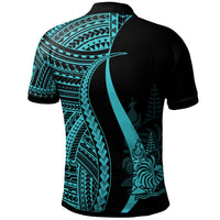 New Caledonia Polo Shirt Turquoise Polynesian Tentacle Tribal Pattern - Polynesian Pride