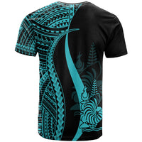 New Caledonia Custom T Shirt Turquoise Micronesian Tentacle Tribal Pattern - Polynesian Pride