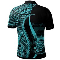 Tuvalu Polo Shirt Turquoise Polynesian Tentacle Tribal Pattern - Polynesian Pride