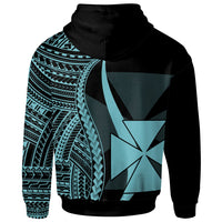 Wallis and Futuna Custom Zip up Hoodie Turquoise Tentacle Tribal Pattern - Polynesian Pride