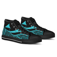 Tokelau Custom Personalised High Top Shoes Turquoise - Polynesian Tentacle Tribal Pattern - Polynesian Pride