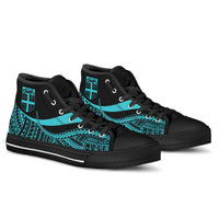 Fiji High Top Shoes Turquoise - Polynesian Tentacle Tribal Pattern - Polynesian Pride
