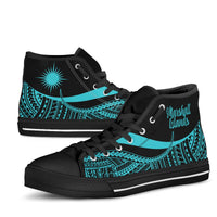 Marshall Islands High Top Shoes Turquoise - Polynesian Tentacle Tribal Pattern - Polynesian Pride