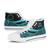Cook Islands High Top Shoes Turquoise - Polynesian Tentacle Tribal Pattern - Polynesian Pride
