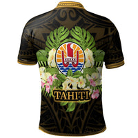 Tahiti Polo Shirt Polynesian Gold Patterns Collection - Polynesian Pride