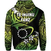 TE INUINU FAMZ Cook Islands Rugby Zip Hoodie Unique Vibes Green LT8 - Polynesian Pride