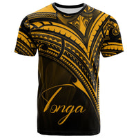 Tonga T Shirt Gold Color Cross Style Unisex Black - Polynesian Pride
