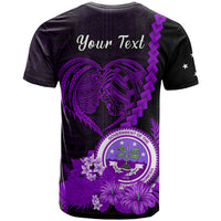 Custom FSM Valentine Couple T Shirt Heart Love Tropical Flowers Purple LT14 - Polynesian Pride