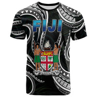 Fiji Coat of Arms T Shirt Polynesian mix Coconut Pattern LT13 Unisex Black - Polynesian Pride