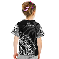 Fiji Rugby T Shirt KID Fijian Cibi Dance Tapa Pattern Black LT14 - Polynesian Pride