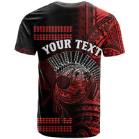 Custom Hawaii T Shirt Kakau Warrior Helmet Gradient Red Polynesian LT14 - Polynesian Pride