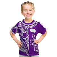 Rarotonga Cook Islands T Shirt KID Turtle and Map Style Purple LT13 - Polynesian Pride