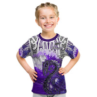 Custom Manaia Maori T Shirt Fern Aotearoa Purple Waves LT13 - Polynesian Pride