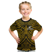 New Zealand Silver Fern Rugby T Shirt All Black Gold NZ Maori Pattern LT13 - Polynesian Pride
