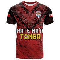 Tonga Rugby MMT T Shirt Ngatu Mate Maa Tonga Grunge LT13 Red - Polynesian Pride