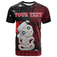 Custom New Zealand Christmas T Shirt Hei Tiki Red Pohutukawa Meri Kirihimete LT14 - Polynesian Pride
