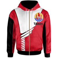 Tahiti Zip Hoodie Athletes Style Unisex Red - Polynesian Pride